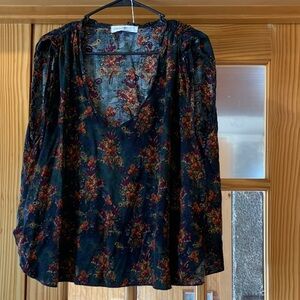 Women's Natural Life Ramona Sleeveless Navy Red Floral Feather Print Tank Top L